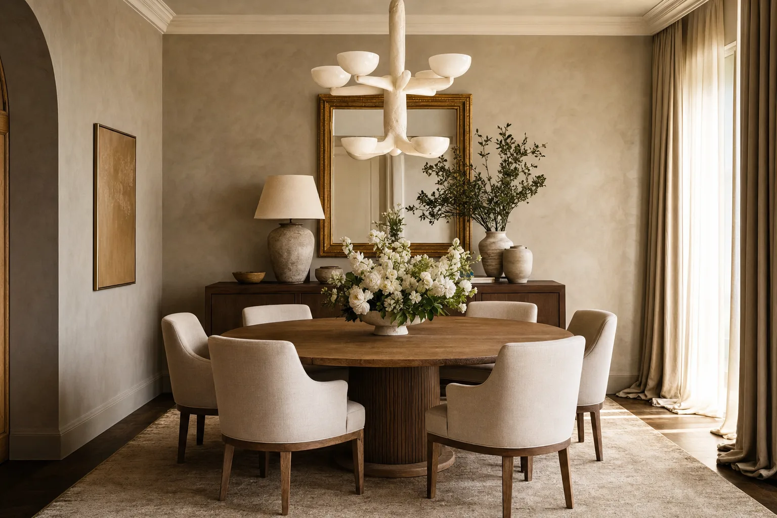 Chestnut Hill dining room with statement lighting, artful millwork, and a sense of occasion